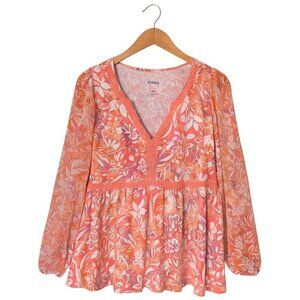 TORRID Super Soft Floral Knit Empire Waist Blouse - Size 1X